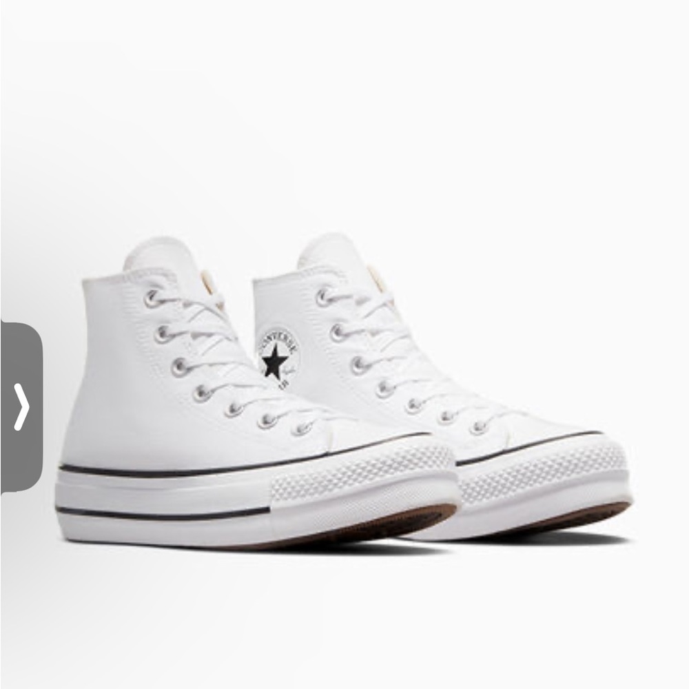 White LEATHER Platform Converse, women’s size 8